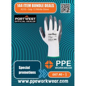 144x Pairs Portwest Grip 13 Nitrile Glove Bundle Thumbnail