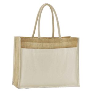 Cotton pocket natural starched jute shopper Thumbnail