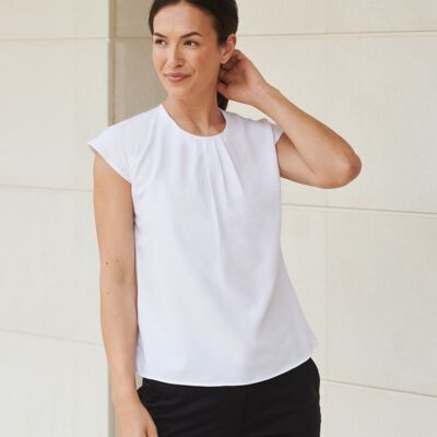 Women's pleat front short sleeve blouse Thumbnail