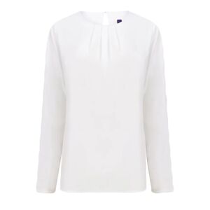 Women's pleat front long sleeve blouse Thumbnail