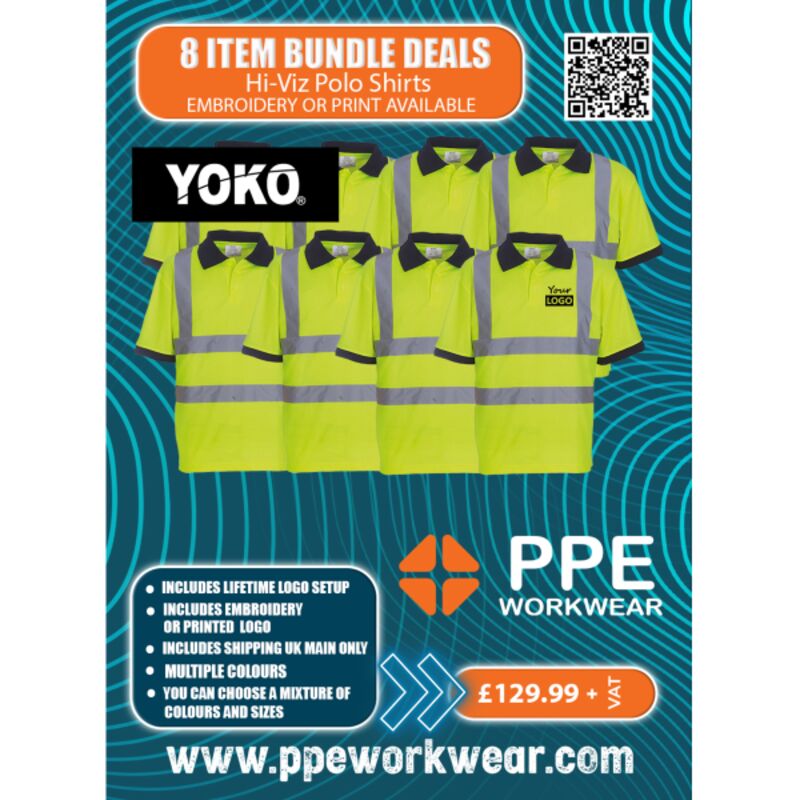 8x Yoko Hi-Vis Polo Shirt Bundle Thumbnail